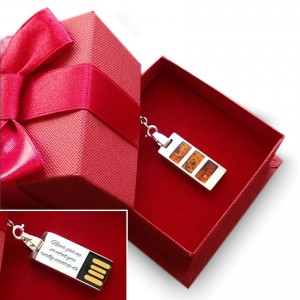 Pendrive naszyjnik | Cherry 32GB USB 2.0 | srebro 925 | Bursztyn Bałtycki | Srebrny łańcuszek 45cm